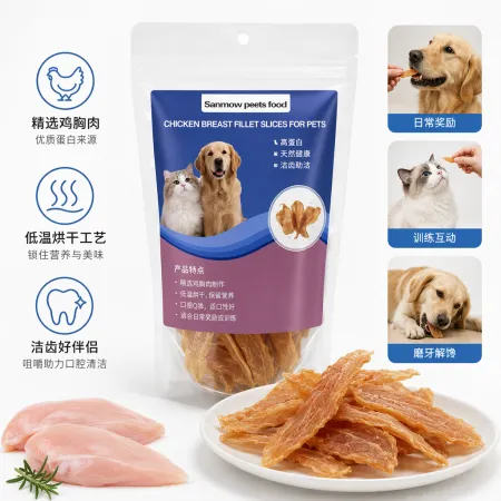 Sanmow peets food Transparent plastic bag Pet chicken Breast slices Golden Retriever Cat pattern 180g Sanmow peets food Transparent plastic bag Pet chicken Breast slices Golden Retriever Cat pattern 180g